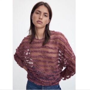 Zara ruffle tule top